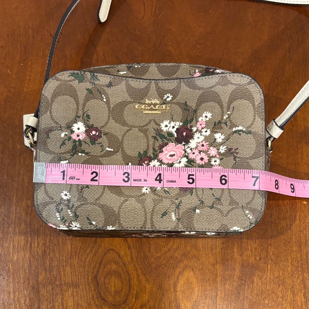 Coach Signature Evergreen Khaki Multi‎ Floral Camera/Crossbody Bag - Picture 13 of 16